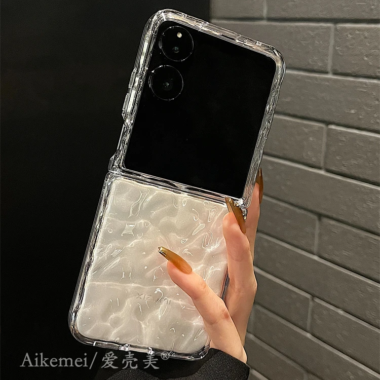 适用小米MIXFlip手机壳荣耀MagicVFlip电镀褶皱锡纸纹purax折叠屏