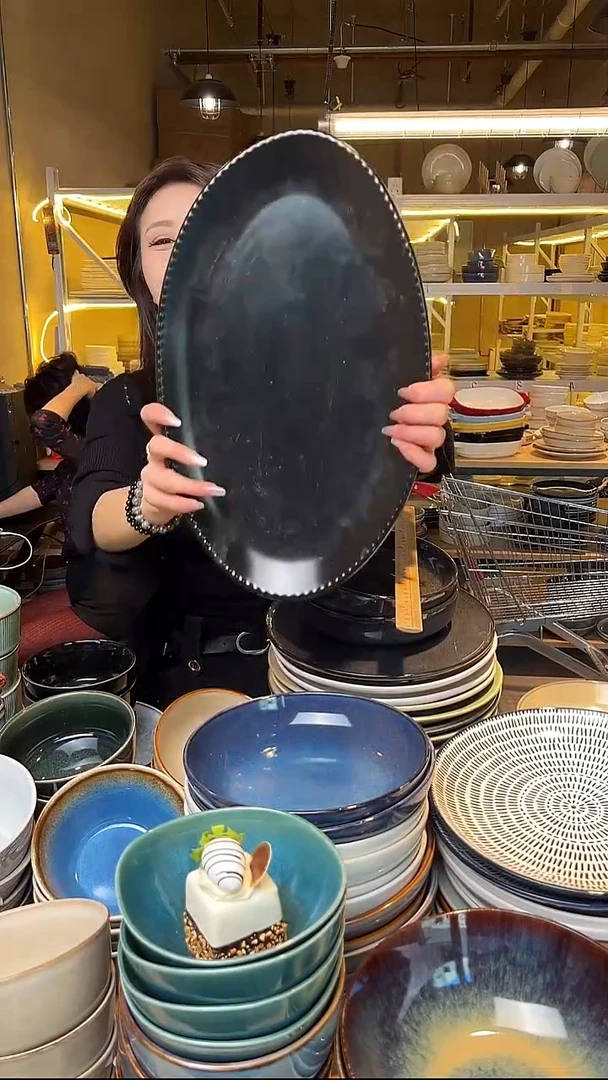 瓷42外贸尾货高温釉下彩陶瓷餐具默认微瑕