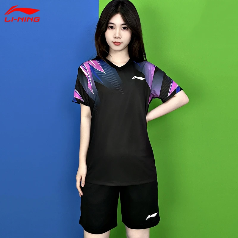 李宁羽毛球服女款运动套装2025新款速干凉爽比赛服男女同款训练服