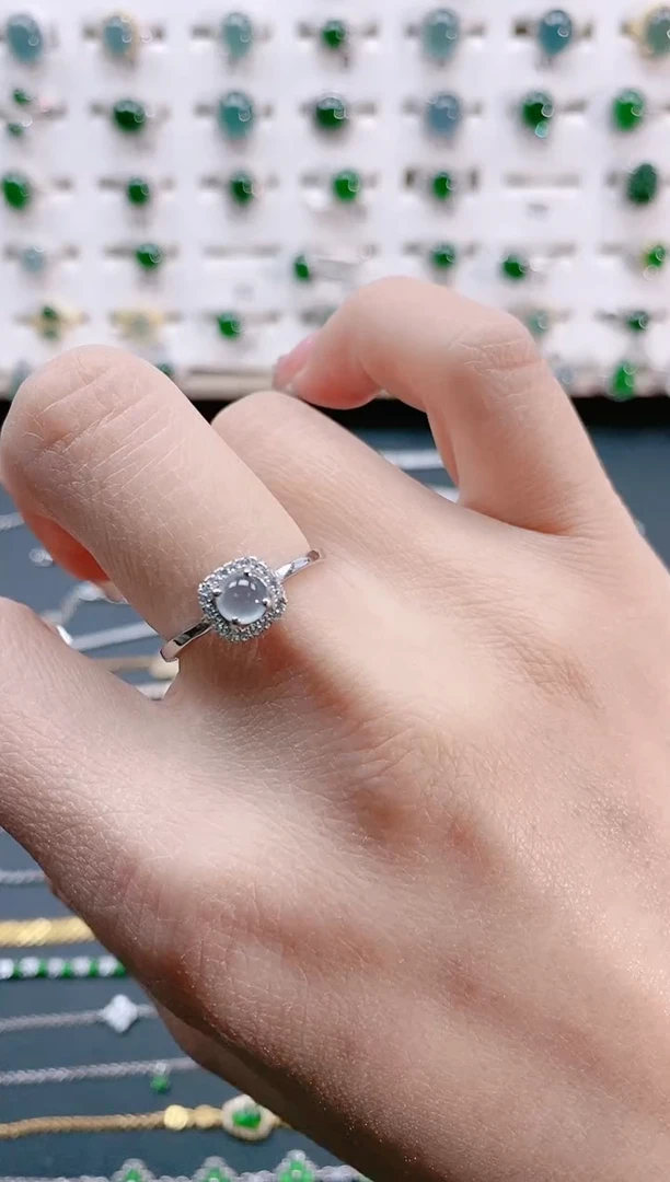 【闪购商品】翡翠戒指银S925镶嵌天然翡翠