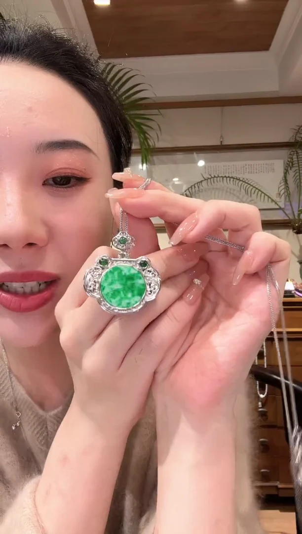 【闪购商品】翡翠颈饰银S925镶嵌国风