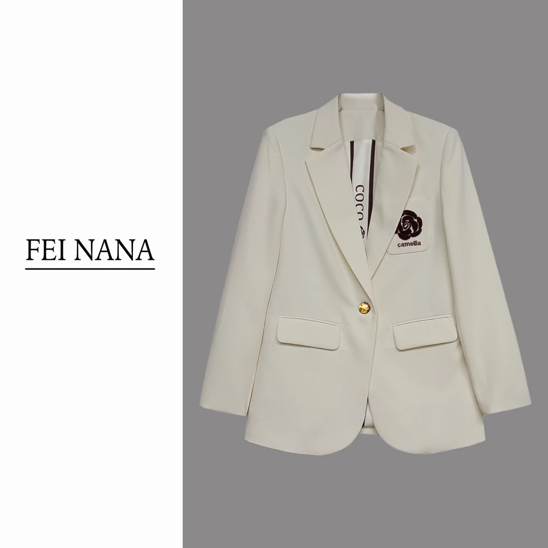 【feinana洋气时尚】2025春夏新款时尚升级刺绣山茶花西装093001