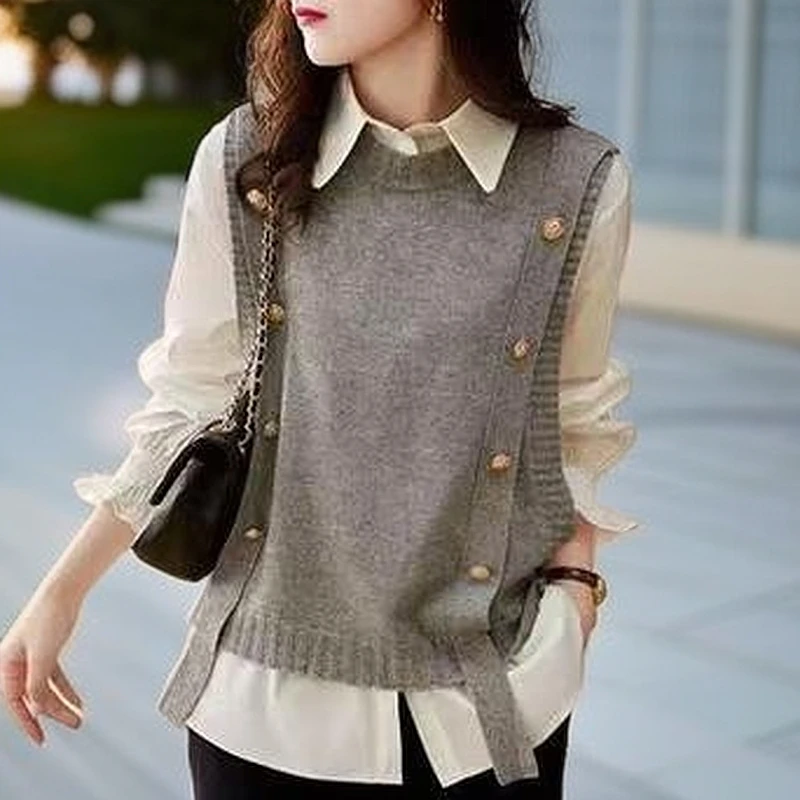 [901-960]居家外出高级女百搭马甲时尚针织小香风秋冬马甲春季