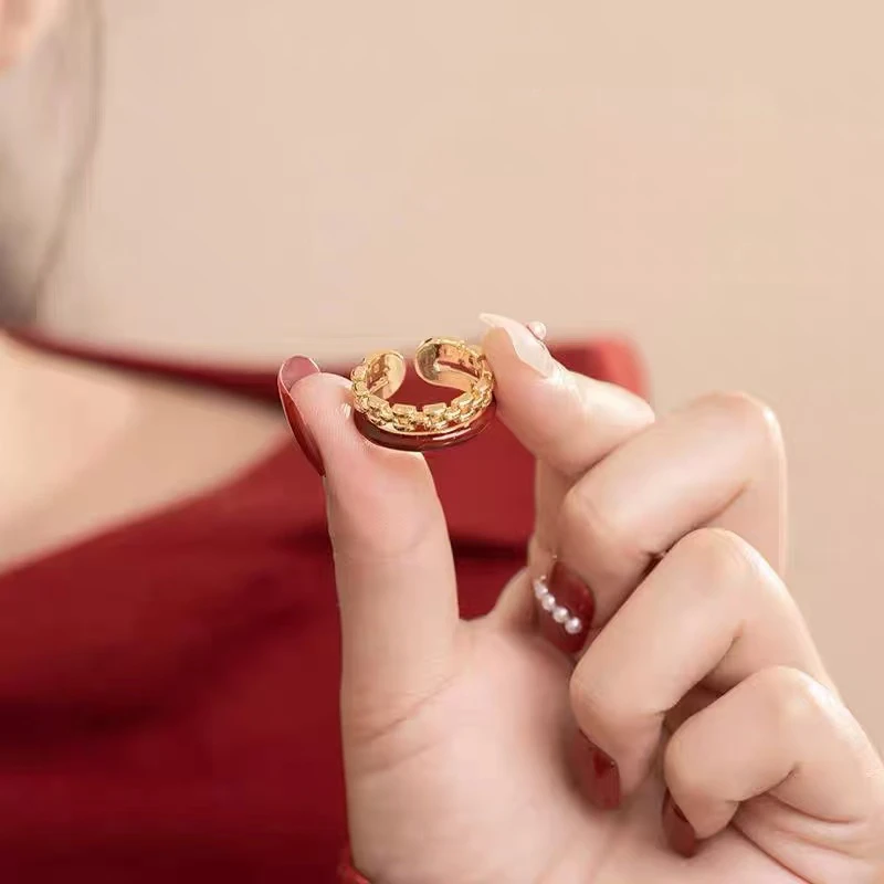 合金戒指 [388]安可拉红开口戒指小众款设计高级感显白轻奢指环