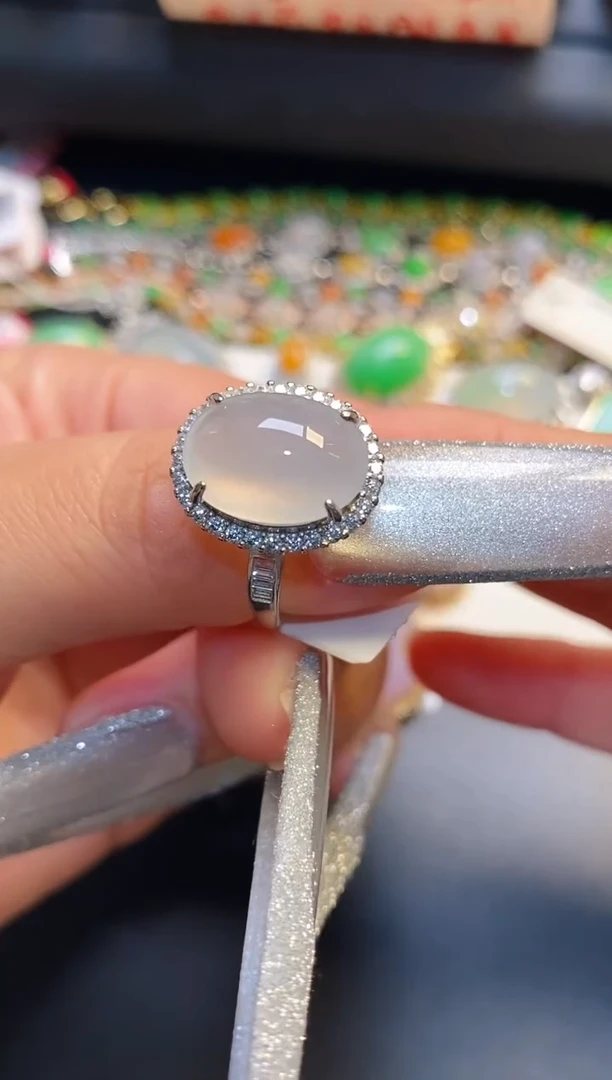 银S925镶嵌戒指翡翠天然