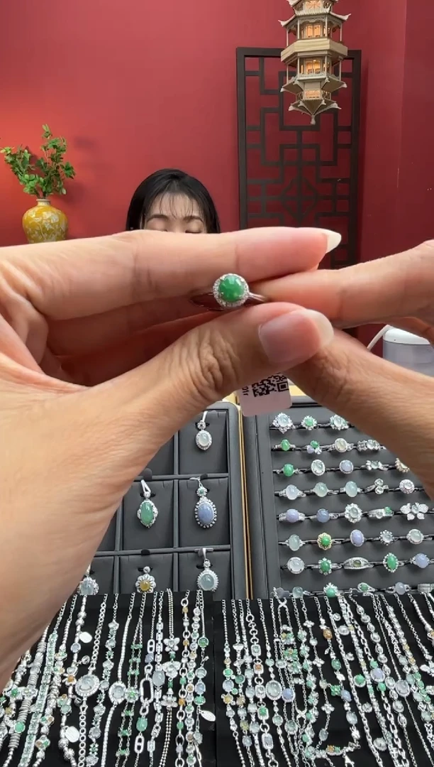 银S925镶嵌戒指翡翠003501R