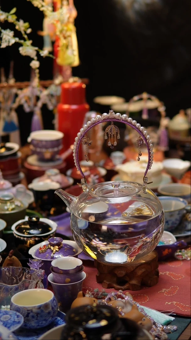 【闪购商品】紫色把手编织天久壶