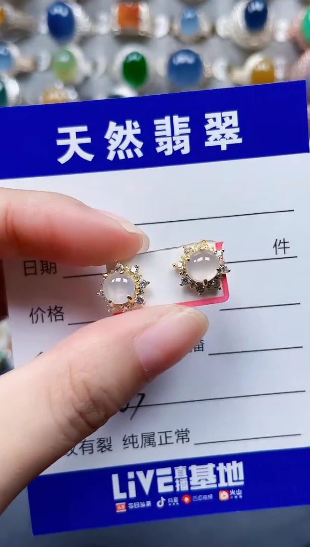 银S925镶嵌翡翠耳饰183