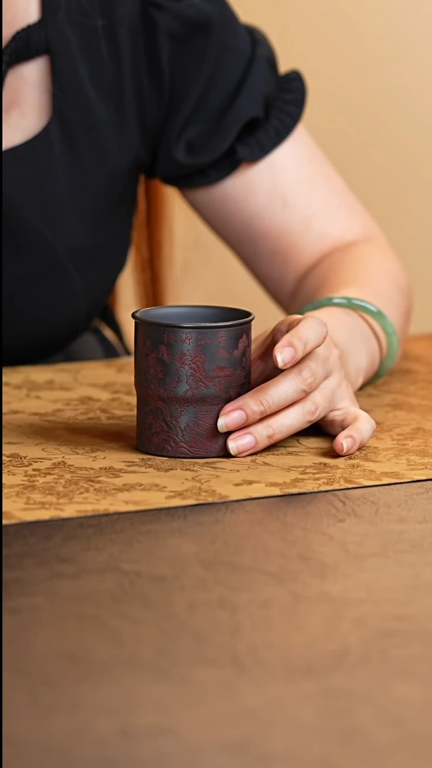 茶杯紫砂宜兴原矿紫砂石黄主人杯