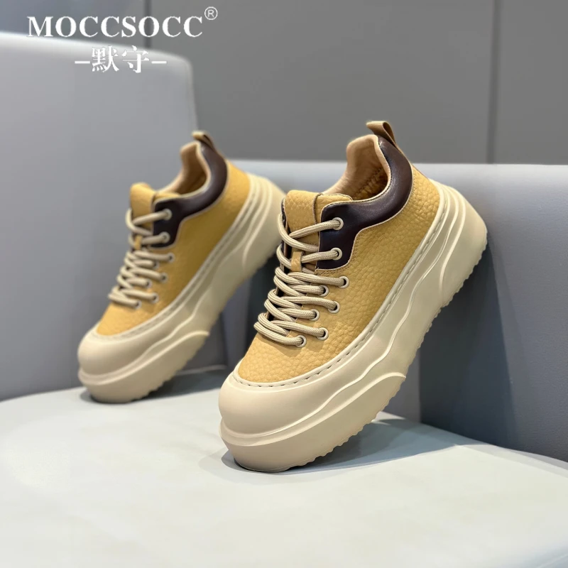 MOCCSOCC马丁靴男款轻奢复古工装靴厚底增高短靴时尚百搭休闲鞋男