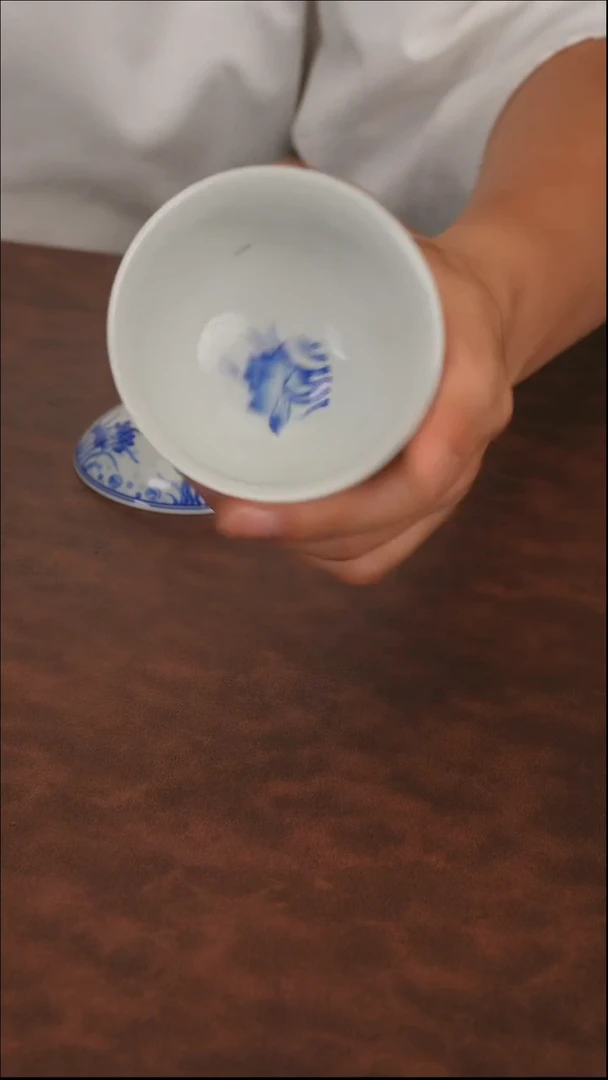 摆件微瑕荷花盖碗