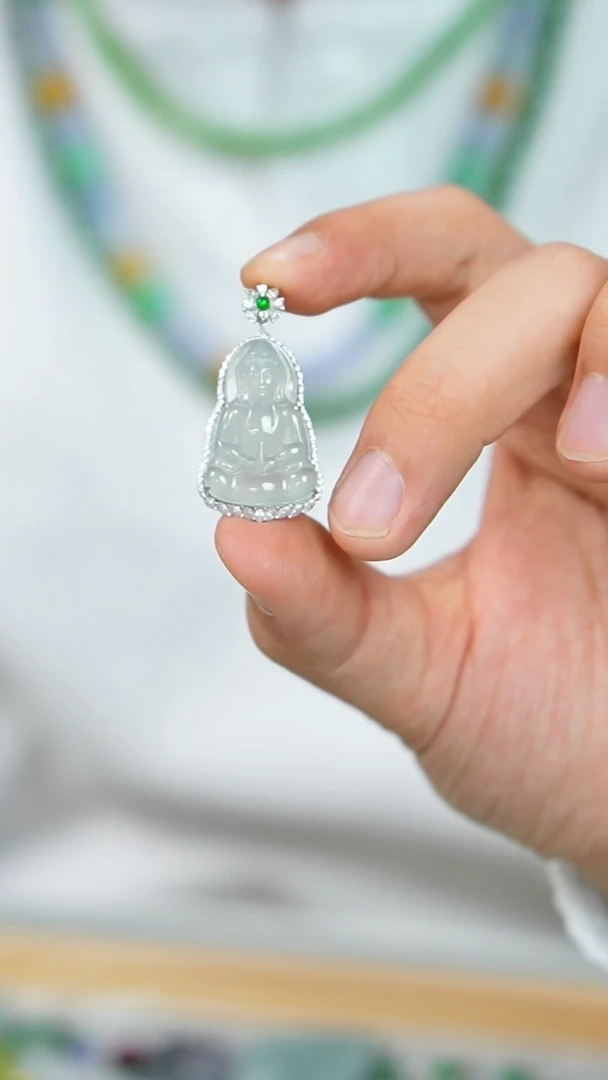 【闪购商品】翡翠颈饰18K金镶嵌51号-观音/G/3