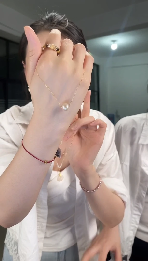 淡水珍珠合金颈饰珍珠路路通项链（白）