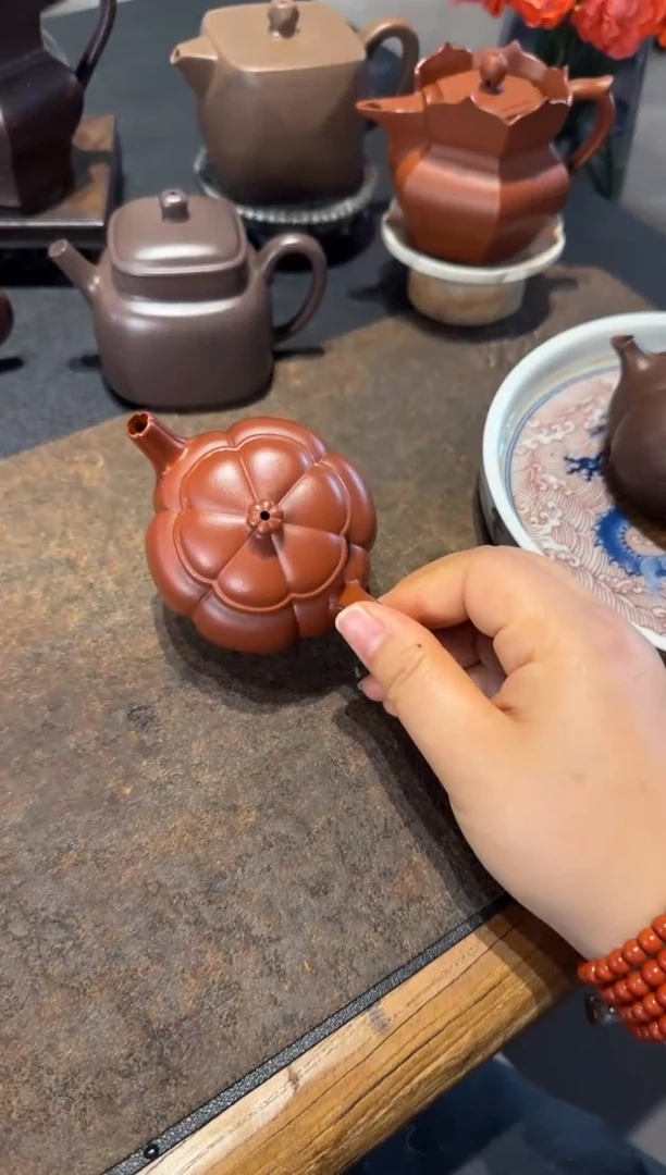 茶壶紫砂繁花 朱泥