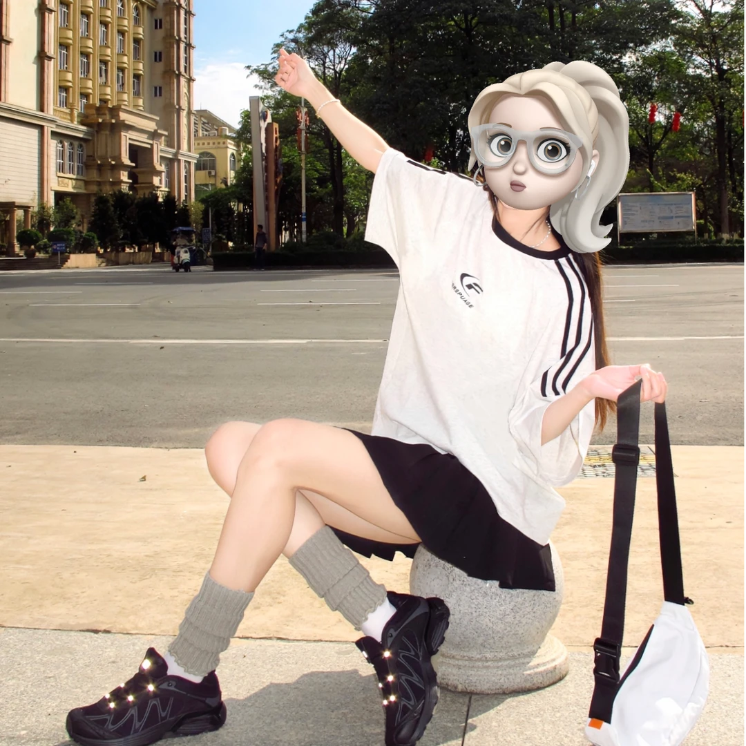 三条杠针织短袖男女同款T恤