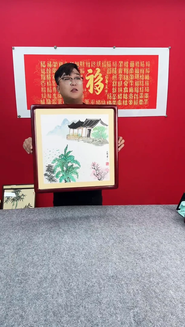 精品实木绘画作品画框-《江南》52*52
