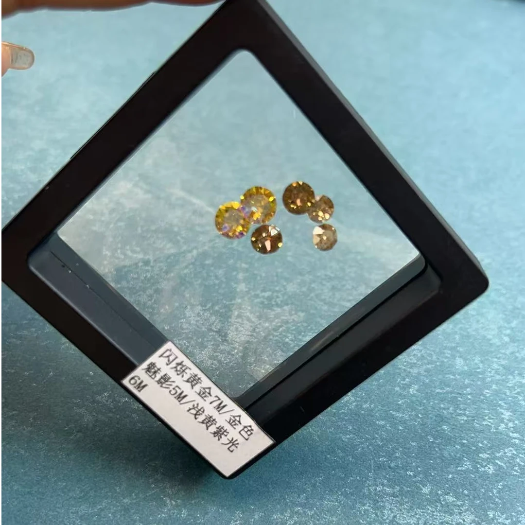 合金仿水晶耳饰 钛合金施家华子耳钉5m/6m/7m套盒轻时尚金色素款