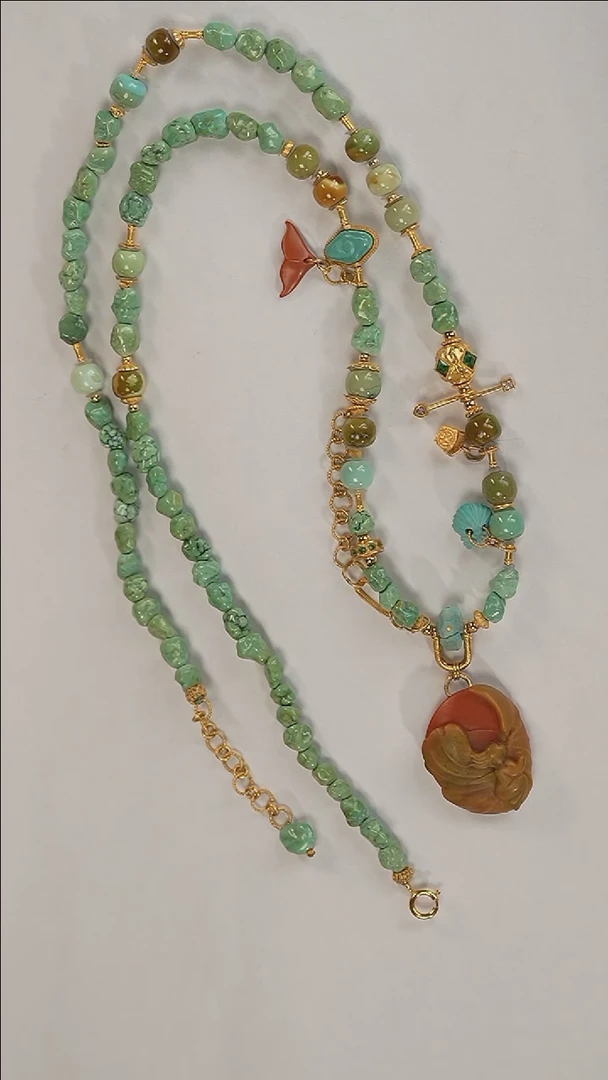 【闪购商品】绿松石项链18K金镶嵌a3062定制