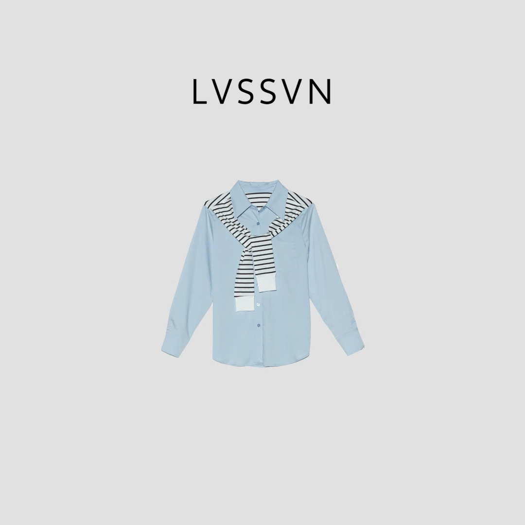 LVSSVN/露裳2025SS早春新款时尚设计条纹女士衬衫 X-30867