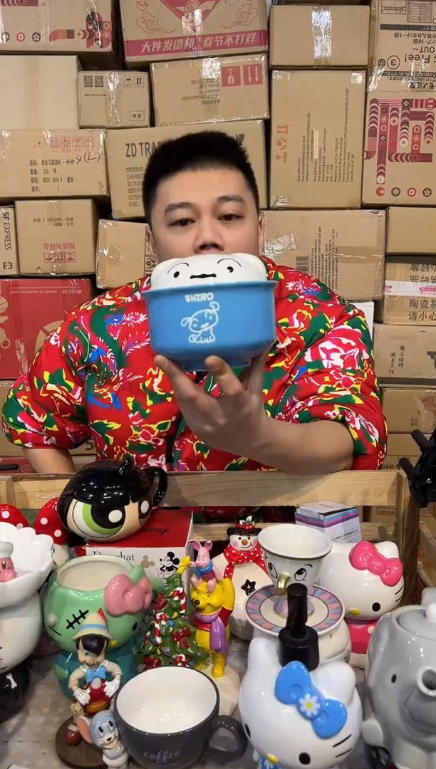 【闪购商品】杯蓝色小白带盖碗