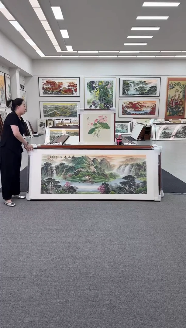 国画手绘 富水长流 219*88