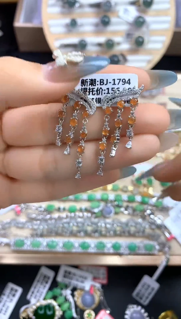 翡翠戒指银S925镶嵌翡翠 蛋面 银S925镶嵌
