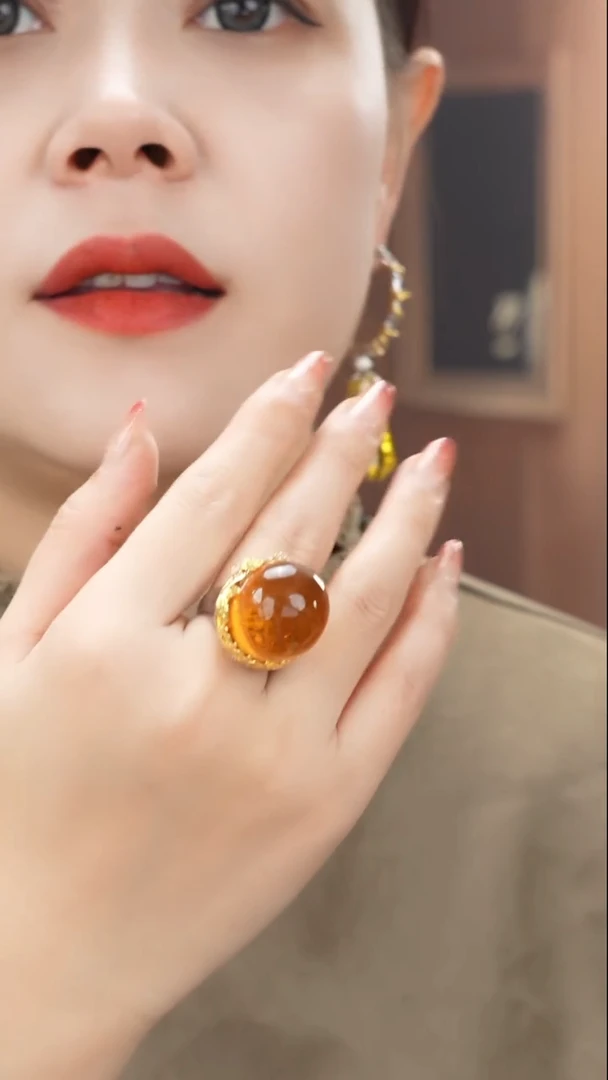 琥珀吊坠(不含链)未镶嵌净水橘皮戒指