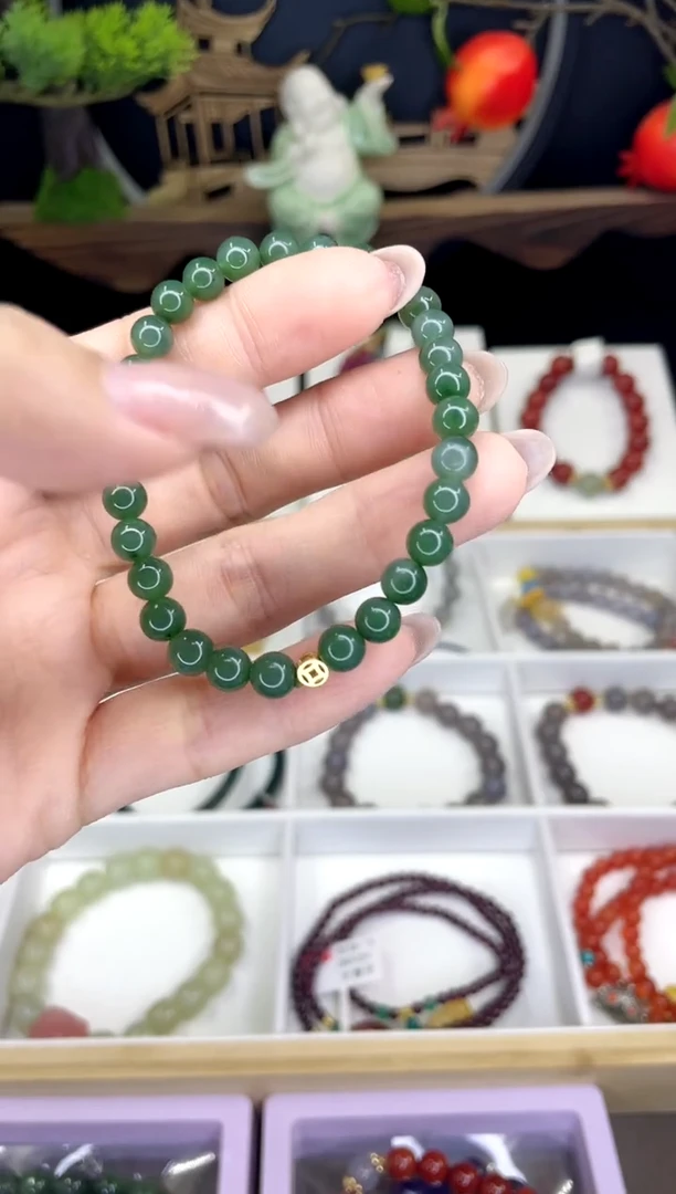 【闪购商品】和田玉手链银S925镀金镶嵌和田玉手链