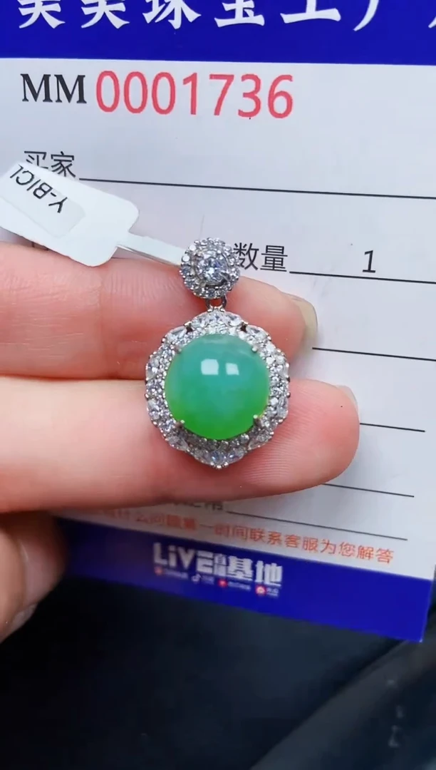 翡翠银S925镶嵌颈饰1736