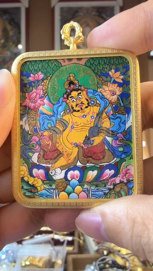 吊坠黄C-热贡纯手绘唐卡