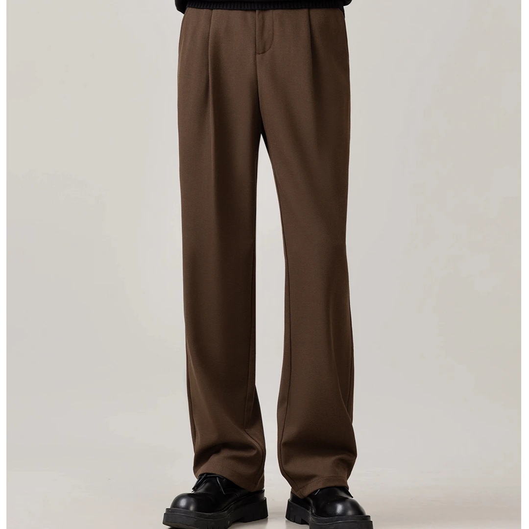 CALTOKROSA男士垂感直筒休闲长裤秋冬季新款轻奢百搭羊毛宽松西裤