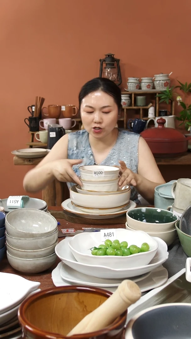陶瓷A500陶瓷异形碗深盘加异形大小盘加碗6件套微瑕