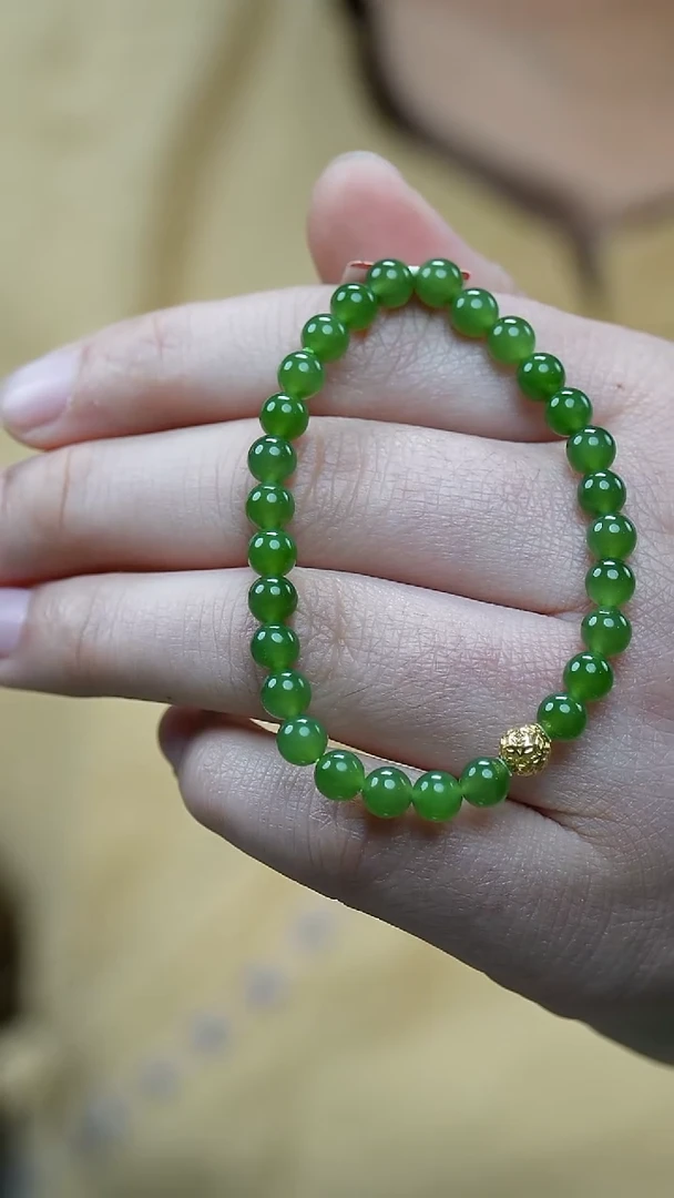 18K金镶嵌手链和田玉（碧玉）20