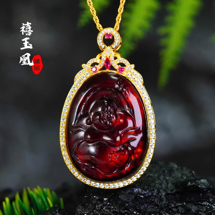 佛公吊坠HPFGY13色泽浓郁经典百搭款多样性发其一琥珀佛公吊坠