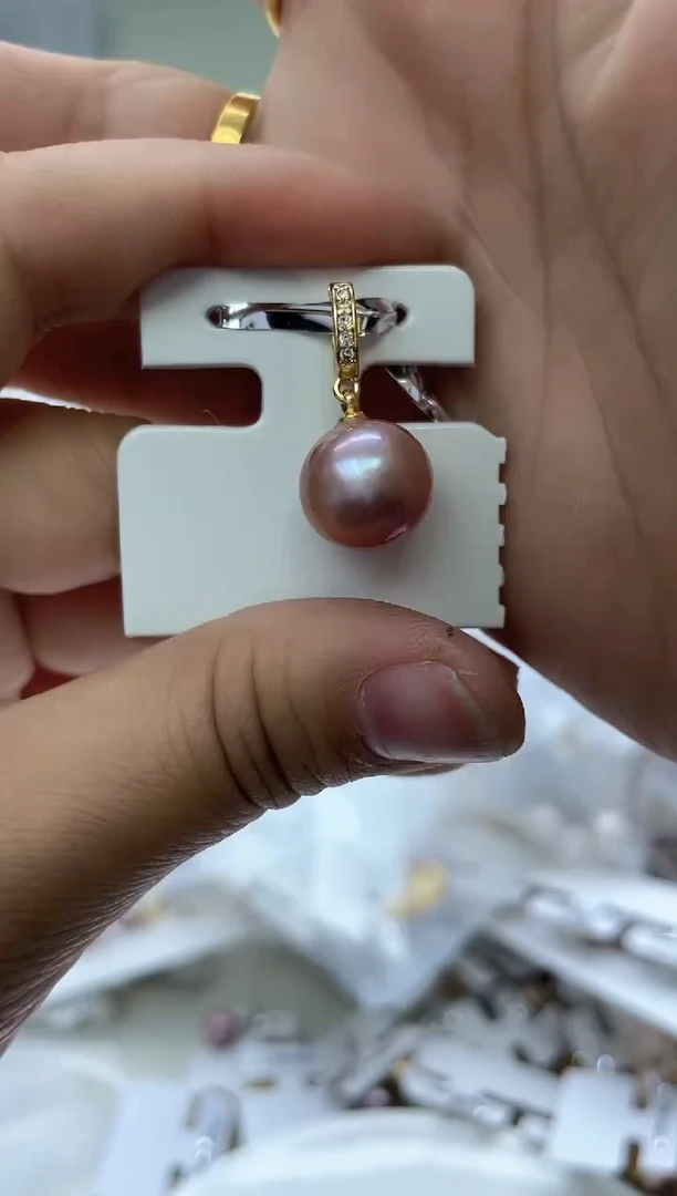 未镶嵌吊坠淡水珍珠紫色系 12mm（多样性发一）