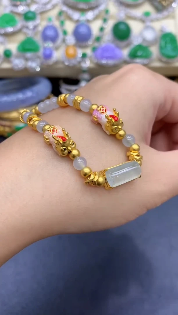 18K金镶嵌手链翡翠270-中国好珍宝