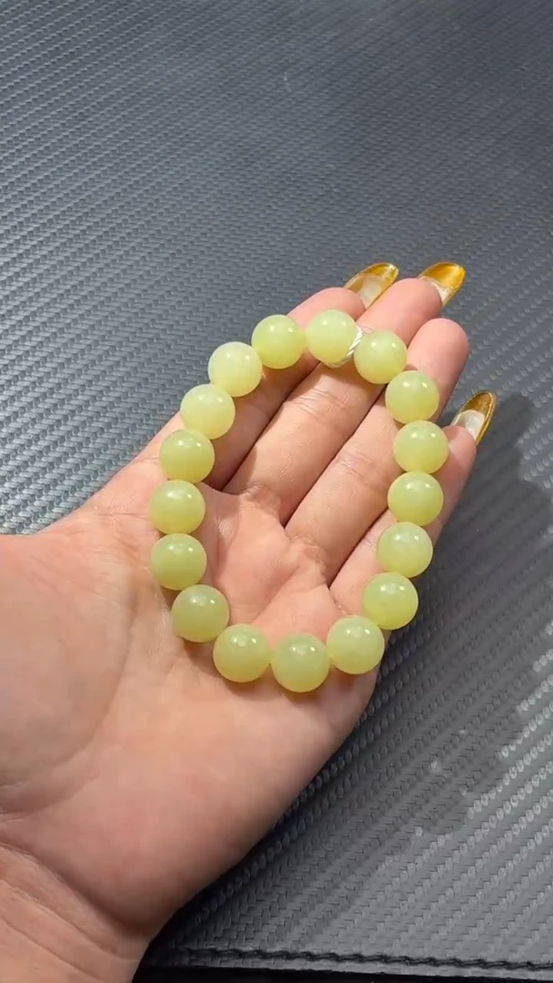 未镶嵌手链和田玉（黄玉）若羌苏拉木河矿黄口手串卡12微色差