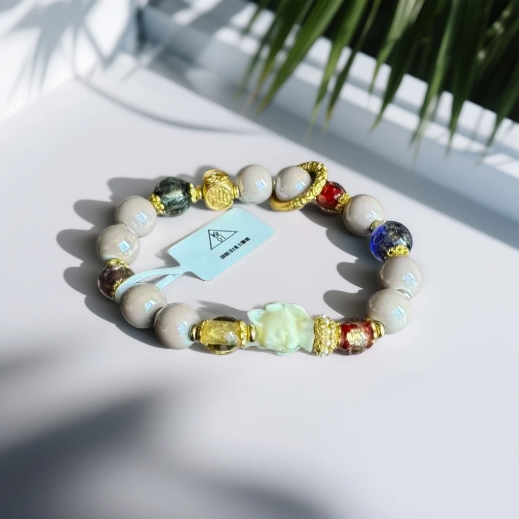 手链 粉瓷琉璃九尾狐带跑环单圈483【全新带礼袋发货】