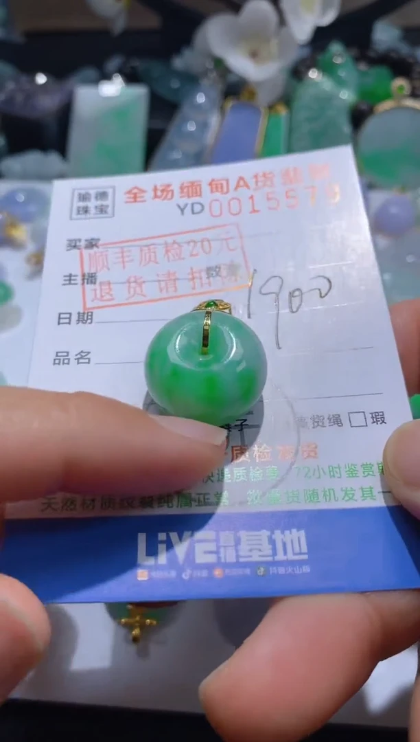翡翠18K金镶嵌吊坠(不含链)❄*平安扣