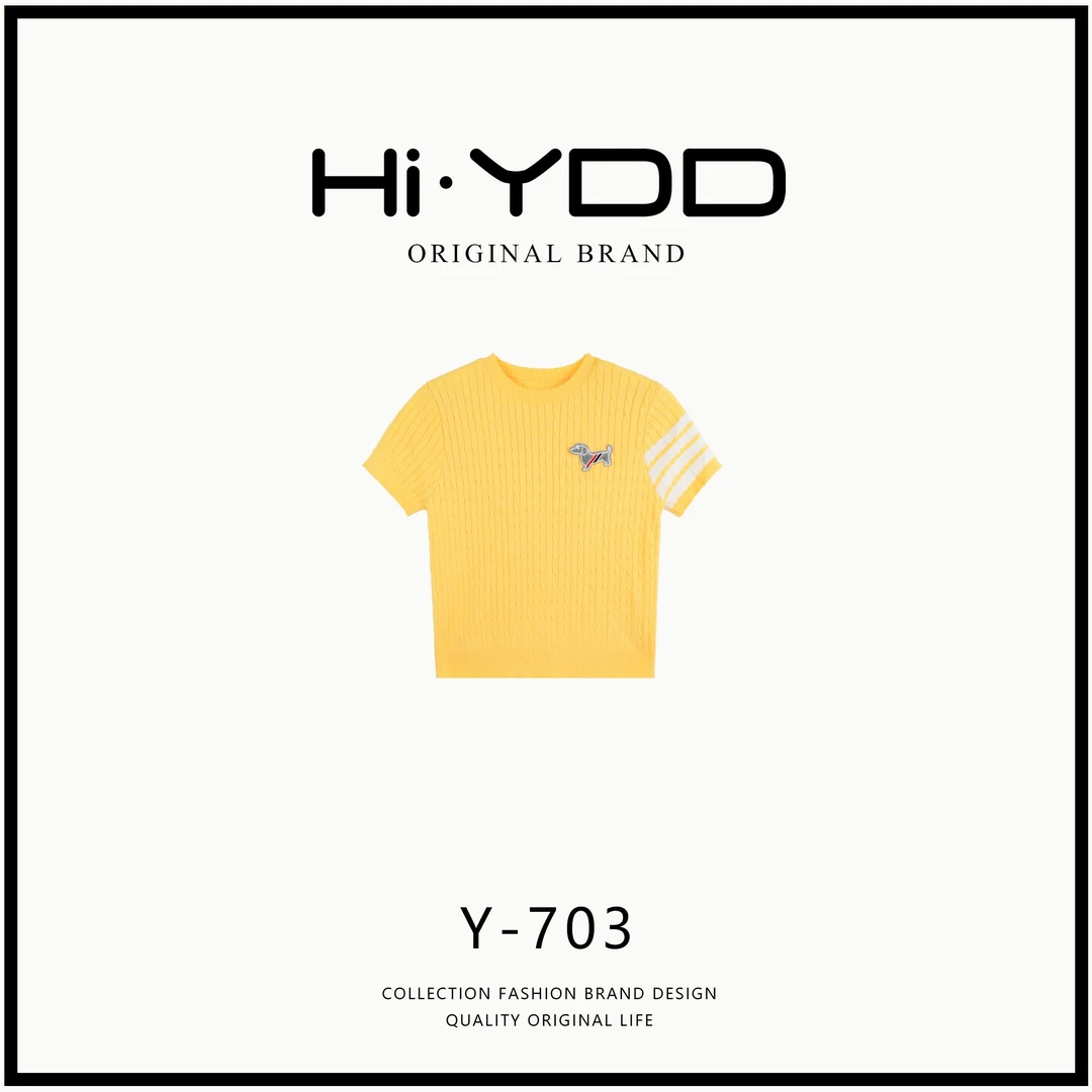 YDD•「Y-703」夏日森系老钱风刺绣针织修身短袖百搭上衣HS-33925