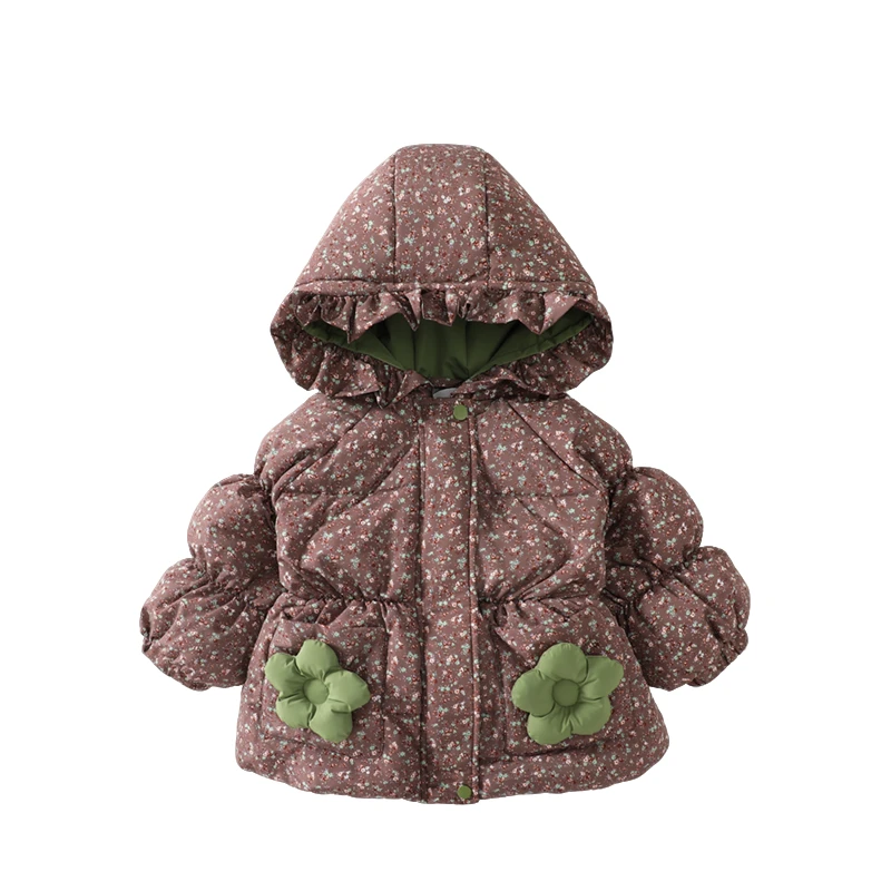 MOMOCO冬季新款女童森系碎花满印可爱小花羽绒服75830102027