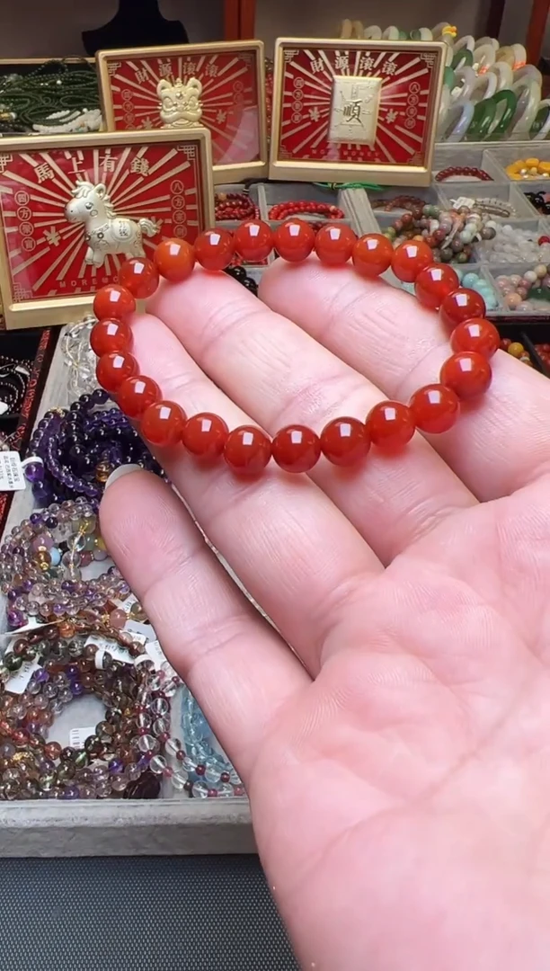 未镶嵌手串玛瑙/玉髓红玛瑙单圈手串