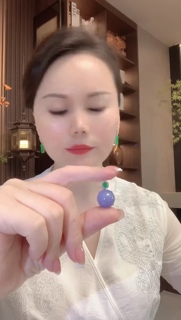 吊坠(不含链)18K金镶嵌翡翠c34 紫货有一定色差