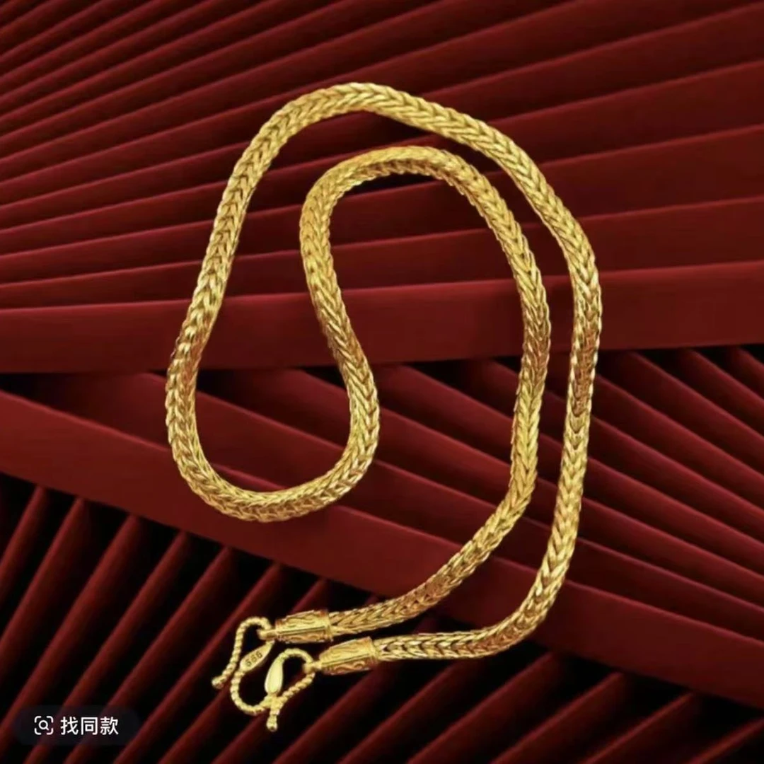 合金项链 蛇骨项链男士时尚百搭复古潮流经典金色素款男士时尚