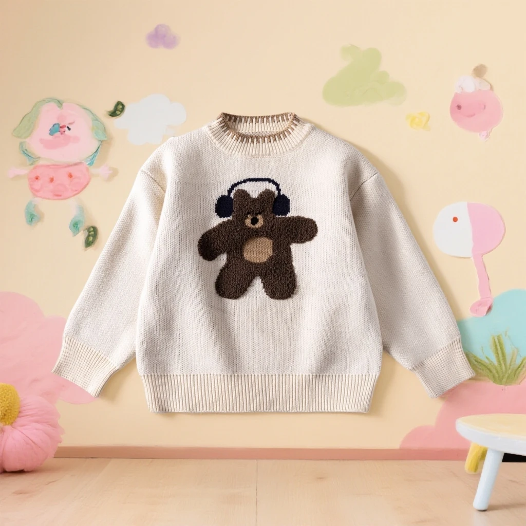 童装加厚款卡通风毛衣针织衫线圆领打底衫上衣套头宝宝儿童