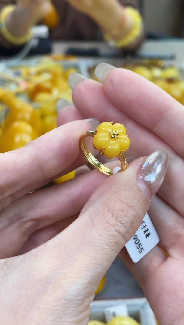 裸石琥珀银S925镶嵌J41