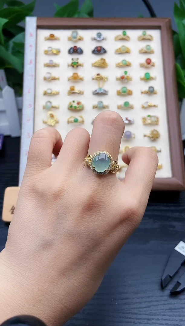 银S925镶嵌戒指翡翠12