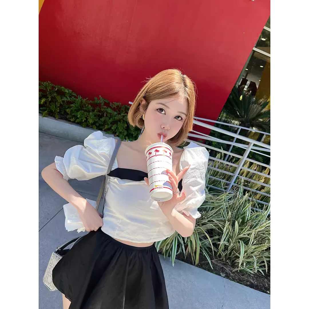 短款一字领衬衫裙裤两件套气质减龄洋气套装LC240429   LK240295