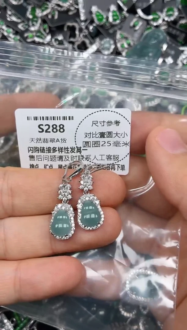 颈饰未镶嵌翡翠S288耳钩