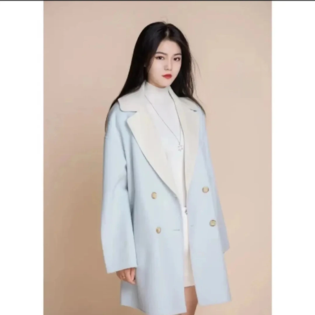 不支持退换/气质中长款双面毛呢外套1400319